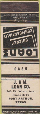 Matchbook Cover - J and M Loan Co Port Arthur TX