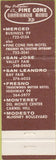 Matchbook Cover - Pine Cone Branding Iron Merced San Jose CA Modesto