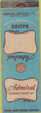 Matchbook Cover - Admiral Radios Canada BLANK WEAR