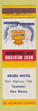 Matchbook Cover - Aruba Motel Tucumcari NM Route 66 Best Western