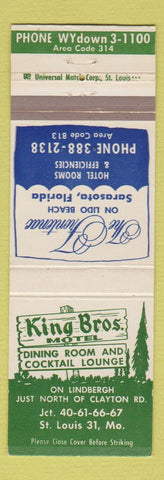 Matchbook Cover - King Bros St Louis MO Route 66 Sarasota FL