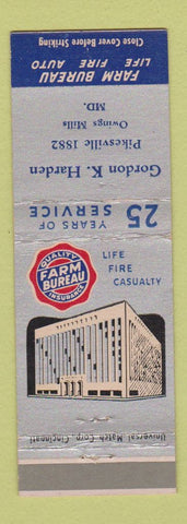 Matchbook Cover - Farm Bureau Insurance Gordon Harden Owings Mills MD