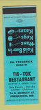 Matchbook Cover - Tic Tok Restaurant Frederick MD