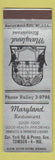 Matchbook Cover - Maryland Restaurant Towson MD