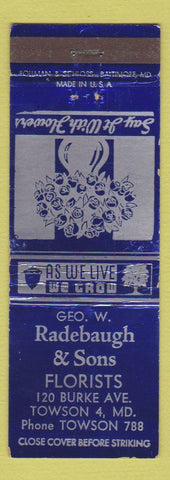 Matchbook Cover - Geo Radebaugh Flowers Towson MD