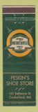 Matchbook Cover - Florsheim Shoes Peskin's Cumberland MD feature