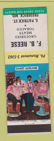 Matchbook Cover - FB Reese Grocery Frederick MD Barber Shop Quartet