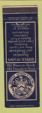 Matchbook Cover - Hopper McGaw Liquor Grocery Baltimore MD