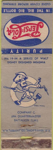 Matchbook Cover - Pepsi Cola Disney Company 69th Quartermaster WORN