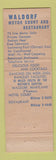 Matchbook Cover - Waldorf Restaurant MD Motor Court