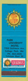 Matchbook Cover - Park University Motel Quality Courts College Park MD
