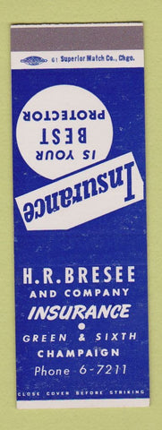 Matchbook Cover - HR Bresee Insurance Champaign IL SAMPLE