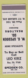 Matchbook Cover - Leo Kriz Real Estate Spedden  SAMPLE
