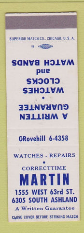 Matchbook Cover - Martin Watch Clock Repair Chicago IL SAMPLE