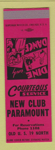 Matchbook Cover - New Club Paramount SAMPLE