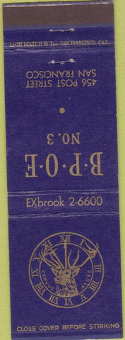 Matchbook Cover - Elks Lodge San Francisco CA