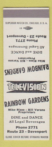 Matchbook Cover - Rainbow Gardens Davenport IA? SAMPLE