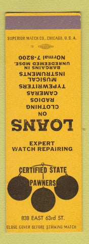 Matchbook Cover - Certified State Pawn  SAMPLE