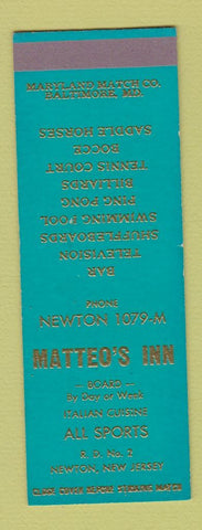 Matchbook Cover - Matteo's Inn Newton NJ Dixie Bus Inc SAMPLE