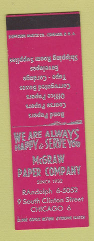 Matchbook Cover - McGraw Paper Company Chicago IL SAMPLE