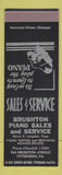 Matchbook Cover - Brushton Piano Sales Service Pittsburgh PA SAMPLE