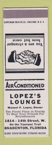 Matchbook Cover - Lopez's Lounge Bradenton FL bar SAMPLE