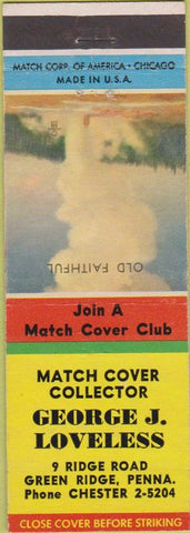 Matchbook Cover - George J Loveless Match Collector Green Ridge PA