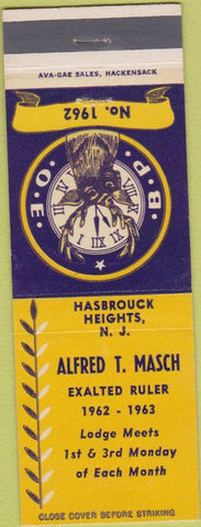Matchbook Cover - Elks Lodge Hasbrouck Heights NJ