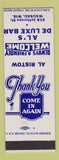 Matchbook Cover - Al's De Luxe Bar Wausau WI Al Ristow SAMPLE