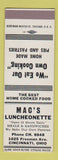 Matchbook Cover - Mac's Luncheonette Cincinnati OH SAMPLE