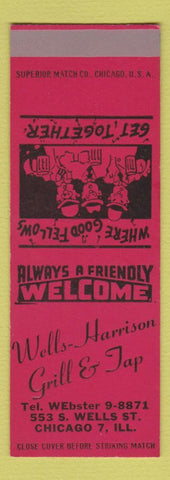 Matchbook Cover - Wells Harrison Grill Tap Chicago IL SAMPLE