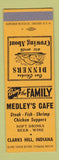 Matchbook Cover - Medley's Cafe Clarks Hill IN SAMPLE