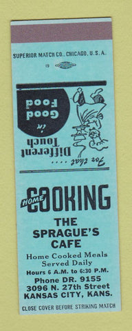Matchbook Cover - Sprague's Cafe Kansas City KS SAMPLE