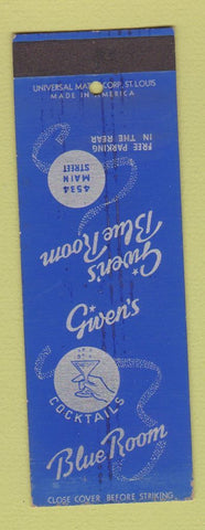 Matchbook Cover - Given's Blue Room Kansas City MO SAMPLE