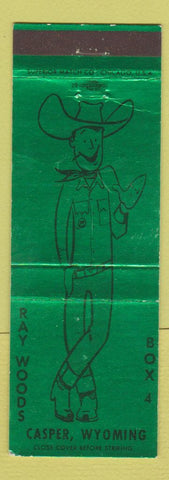 Matchbook Cover - Ray Woods Casper WY Advertising Full Length