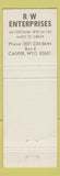 Matchbook Cover - Ray Woods Casper WY Advertising Full Length