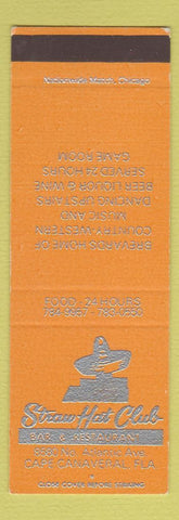 Matchbook Cover - Straw Hat Club Bar Restaurant Cape Canaveral FL SAMPLE