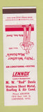 Matchbook Cover - Lennox Heating Cooling Cheyenne WY