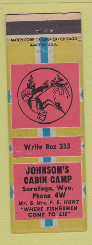 Matchbook Cover - Johnson's Cabin Camp Saratoga WY