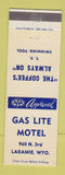 Matchbook Cover - Gas Lite Motel Laramie WY