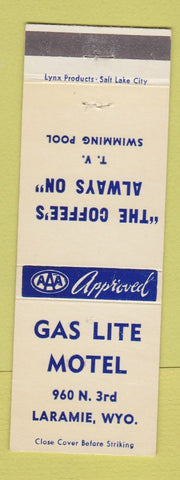 Matchbook Cover - Gas Lite Motel Laramie WY