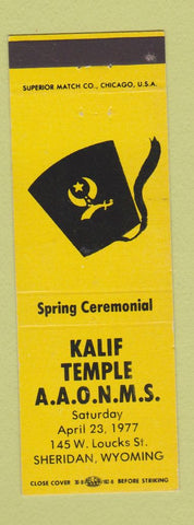 Matchbook Cover - Kalif Temple Shriners Sheridan WY