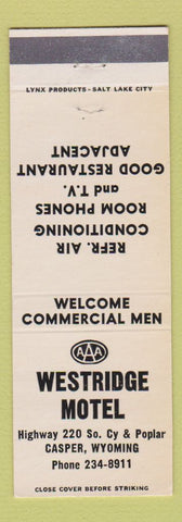 Matchbook Cover - Westridge Motel Casper WY