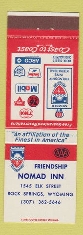 Matchbook Cover - Friendship Nomad Inn Rock Springs WY