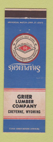 Matchbook Cover - Grier Lumber Cheyenne WY Shapleigh Tools Cutlery