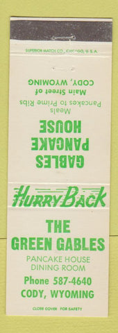Matchbook Cover - Green Gables Pancake House Cody WY