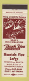 Matchbook Cover - Mountain View Lodge Cody WY