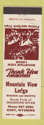 Matchbook Cover - Mountain View Lodge Cody WY
