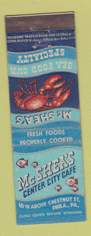 Matchbook Cover - McShea's Center City Cafe Philadelphia PA feature