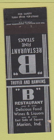 Matchbook Cover - B Restaurant Marion IN